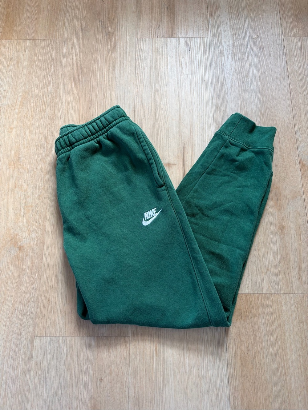 Nike Women’s Dark Green Fleece Joggers with White Swoosh